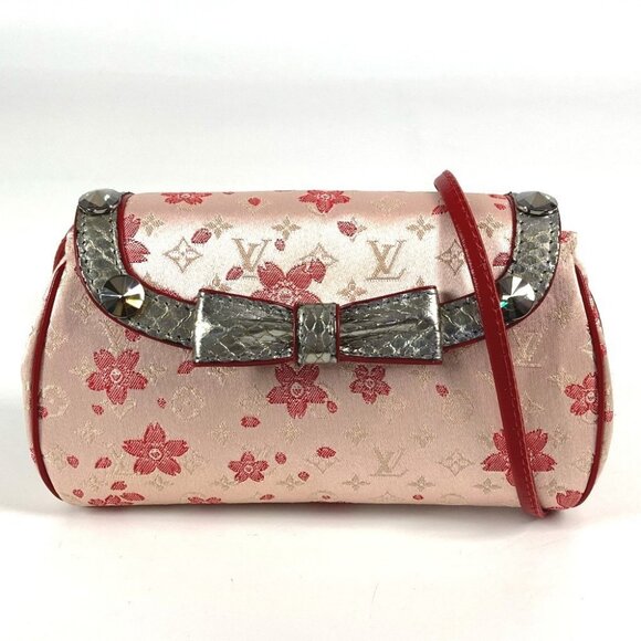 LOUIS VUITTON M92588 Monogram Satin Cherry Blossom Griotte Pochette Shoulder Bag - Picture 1 of 14